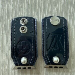 Spark*L L🤍V Monogram Navy Leather Watch  Strap Size 2